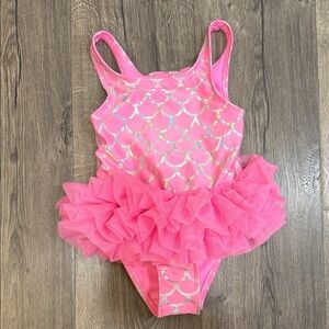 Cat & Jack Pink One Piece Swimsuit with Tulle Skirt